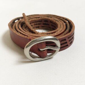 Vintage Brown Leather Cutout Boho Belt